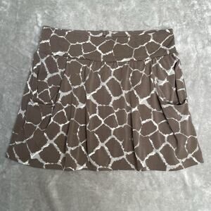 Banana Republic Mini Skirt Womens Small Brown Gray Zip Up With Pockets Stretch